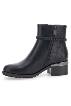 Gianmarco Venturi TR0305 schwarze Stiefeletten mit mittlerem Absatz und Steppdetail