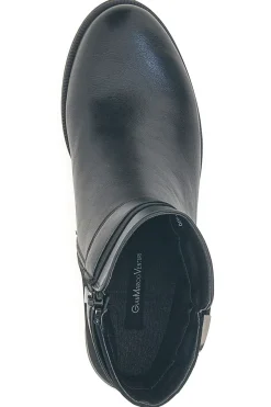 Gianmarco Venturi TR0330 schwarze Stiefeletten mit Riemen und Schnalle, mittlerer Absatz