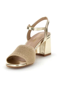 Gold Sandalen breite Ferse Riemen Erste Dame P694