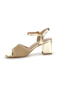 Gold Sandalen breite Ferse Riemen Erste Dame P694