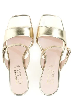 Goldene Mules-Sandalen mit Pittarello-Glam-Absatz 3631