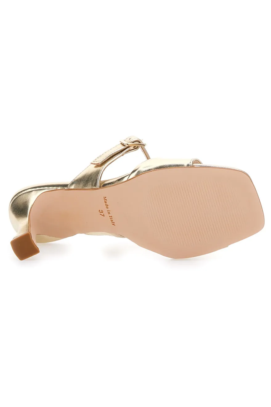Goldene Mules-Sandalen mit Pittarello-Glam-Absatz 3631