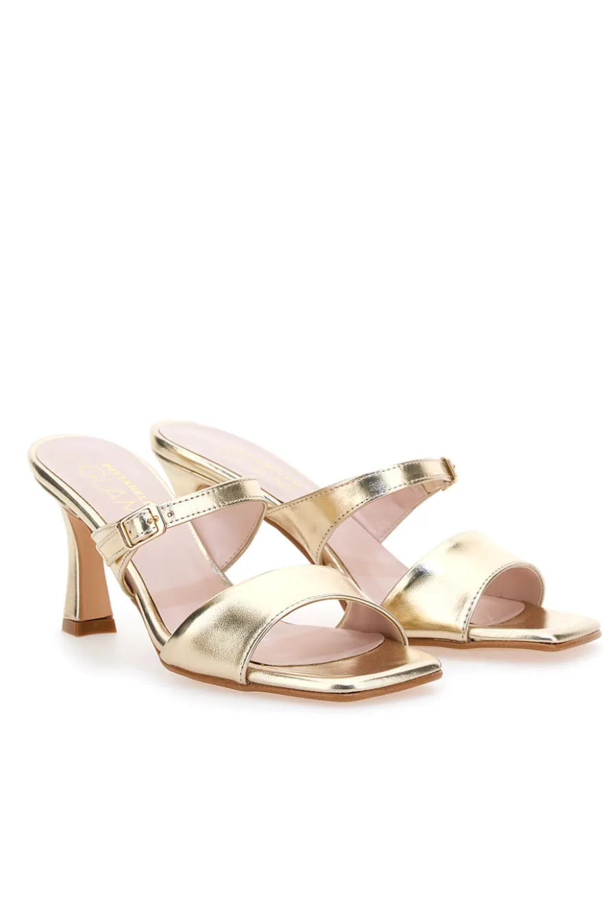 Goldene Mules-Sandalen mit Pittarello-Glam-Absatz 3631