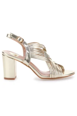 Goldene Sandalen mit mittlerem Absatz Le Havre Paris 9976956