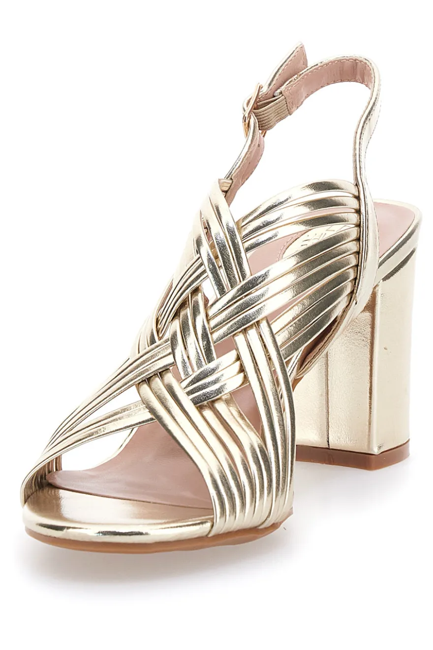 Goldene Sandalen mit mittlerem Absatz Le Havre Paris 9976956