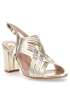 Goldene Sandalen mit mittlerem Absatz Le Havre Paris 9976956