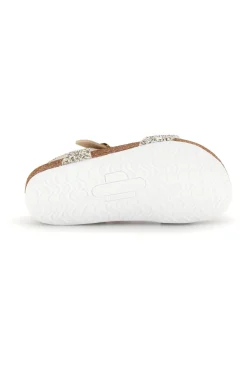 Goldfarbene Sandalen aus echtem Leder mit Glitzer Pittarello bio 257A007SR