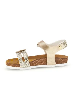 Goldfarbene Sandalen aus echtem Leder mit Glitzer Pittarello bio 257A007SR