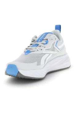 Graue Laufschuhe aus atmungsaktivem Stoff mit hellblauen Details Reebok Verse