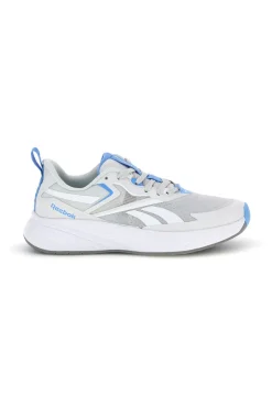 Graue Laufschuhe aus atmungsaktivem Stoff mit hellblauen Details Reebok Verse