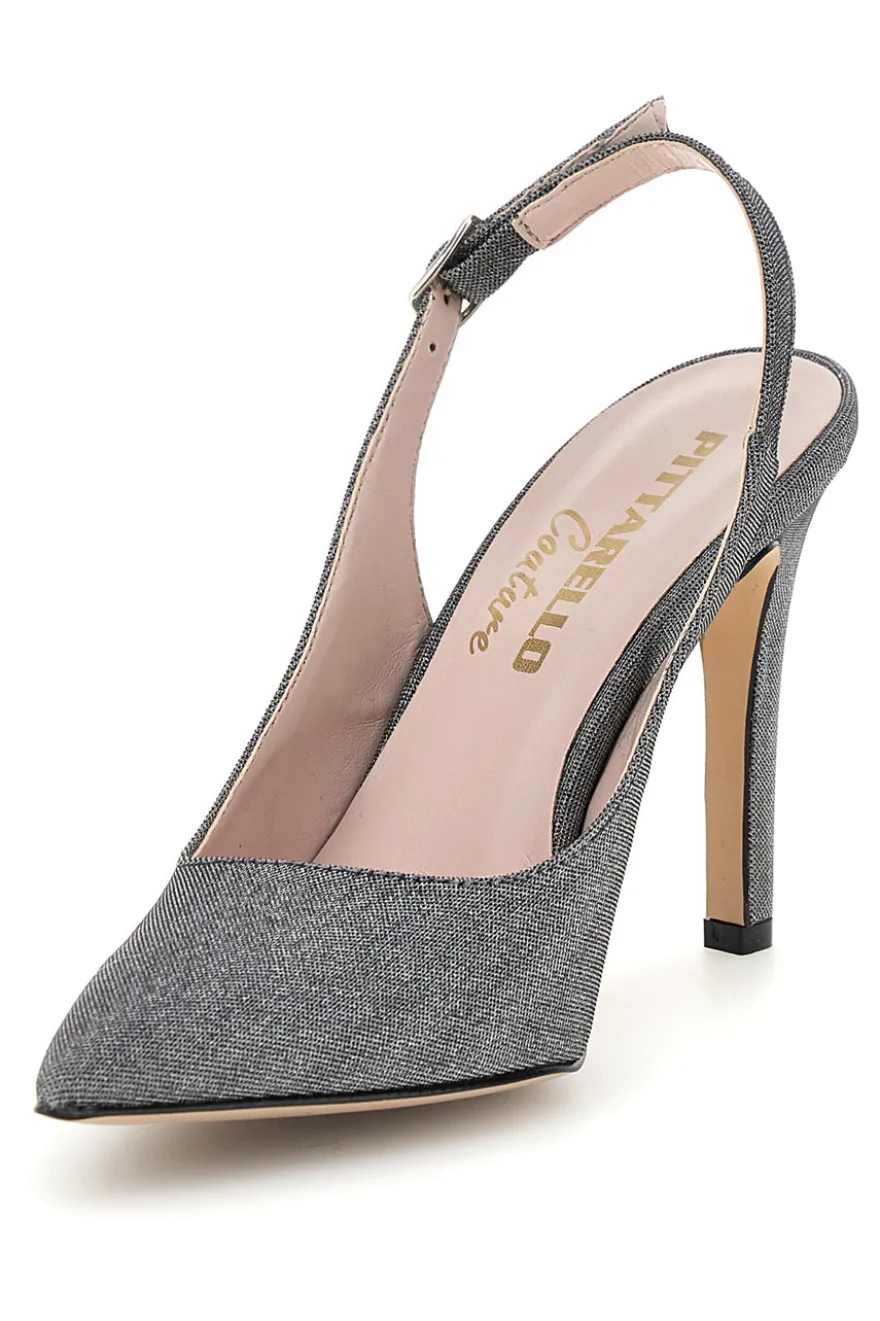 Graue Pumps mit Glitzer und Riemen Pittarello couture 3016