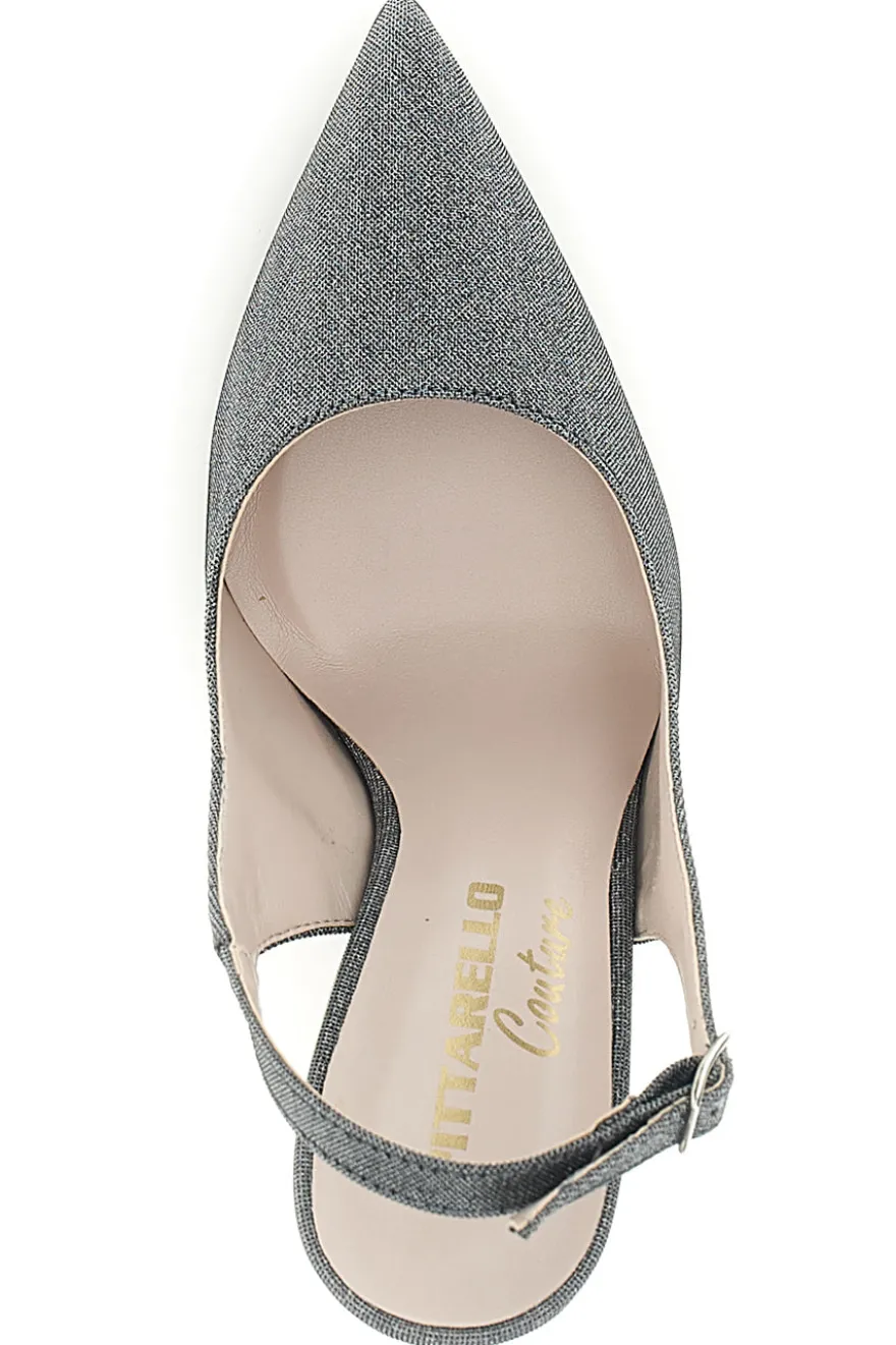 Graue Pumps mit Glitzer und Riemen Pittarello couture 3016