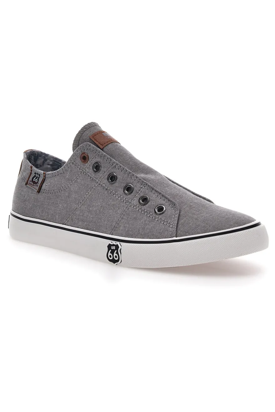 Graue Sneakers ohne Schnürsenkel Route 66 01007