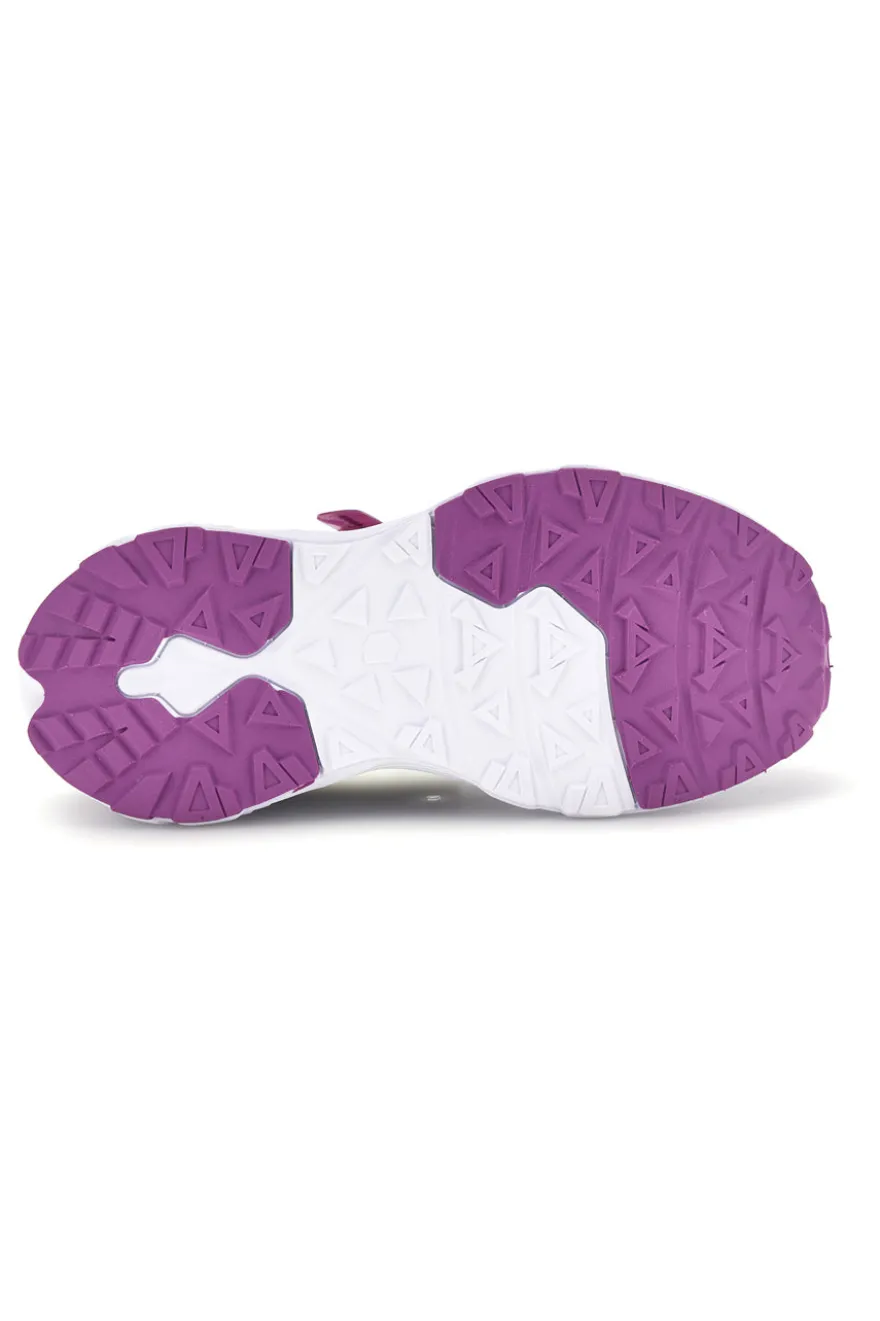 Graue Turnschuhe mit rosa Einsätzen und Klettverschluss Diadora Snipe 4 Jr