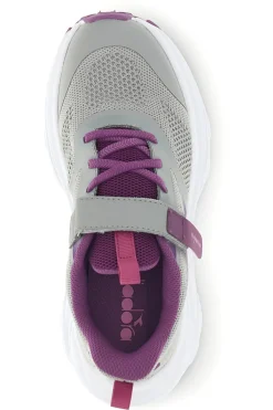 Graue Turnschuhe mit rosa Einsätzen und Klettverschluss Diadora Snipe 4 Jr