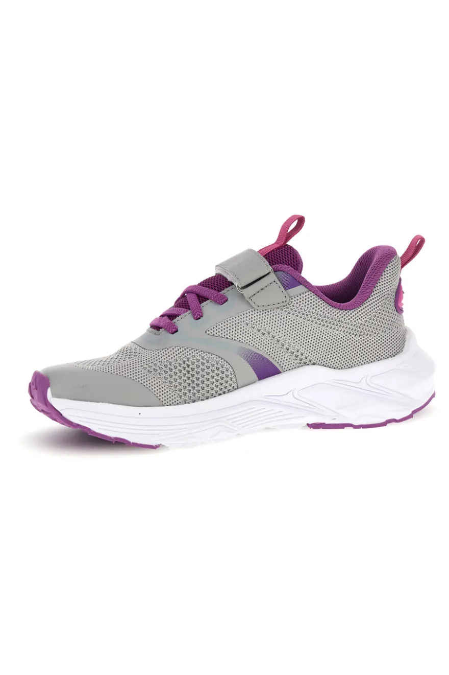 Graue Turnschuhe mit rosa Einsätzen und Klettverschluss Diadora Snipe 4 Jr