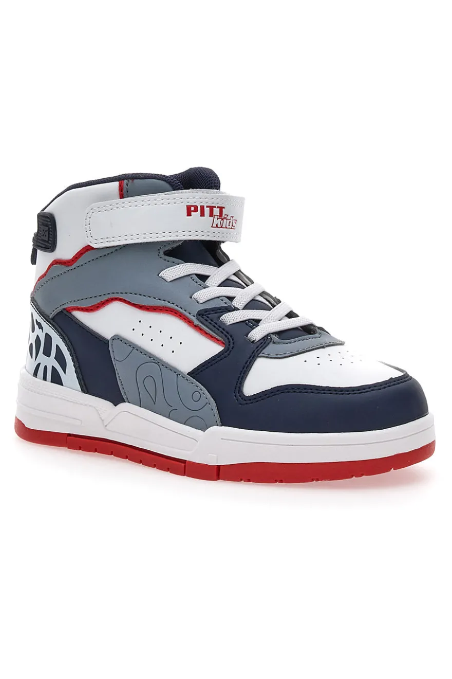 Graue und schwarze Mid-Cut-Sneaker PITT KIDS K22879