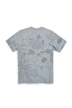 Graues Baumwoll-T-Shirt mit Blumendruck Boardman Alpha pt-m-t-9063