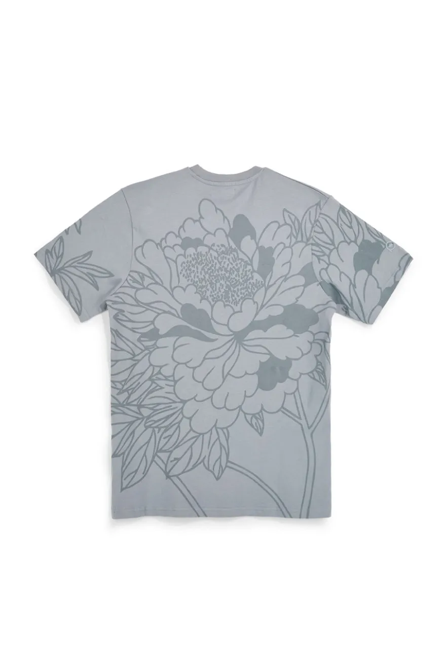 Graues Baumwoll-T-Shirt mit Blumendruck Boardman Alpha pt-m-t-9063