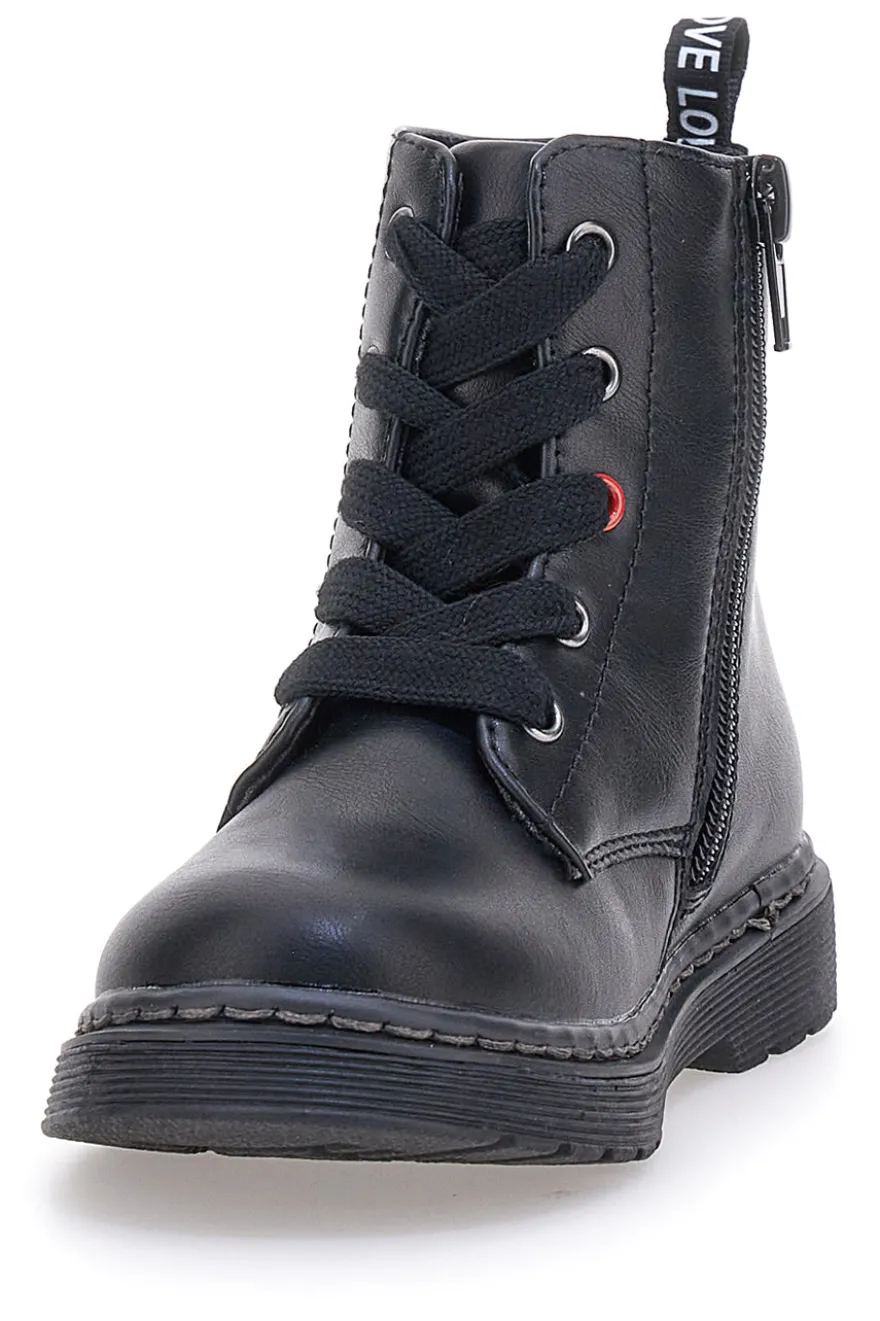 Grazia 1620 schwarze Stiefeletten mit Schriftzug und Glitzer