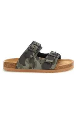 Grüne Camouflage Hausschuhe mit Doppelschnalle Pitt Kinder 14606