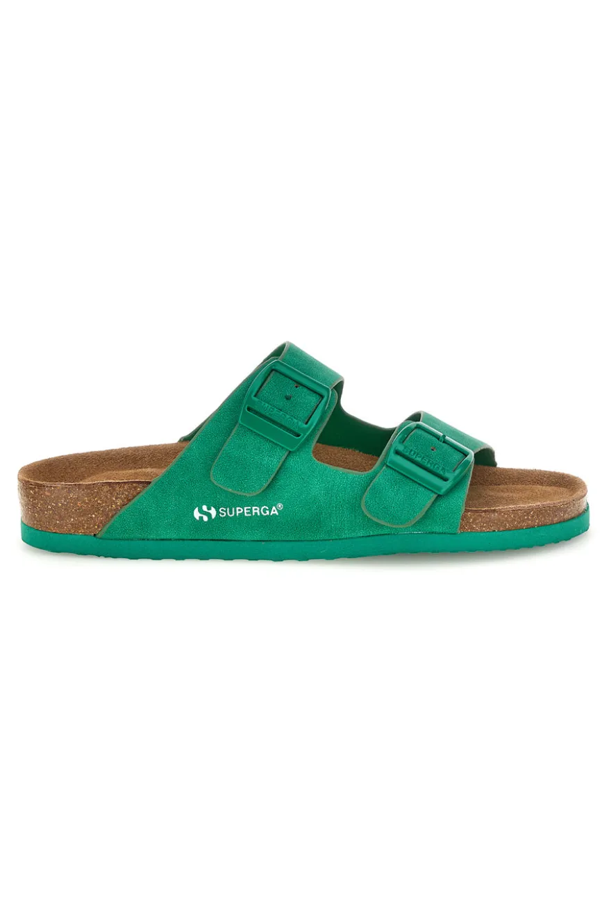 Grüne Hausschuhe mit doppelter Schnalle Superga S11U109