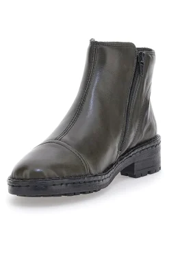 Grüne Stiefeletten aus echtem Leder mit seitlichen Reißverschlüssen Plocadi 379018