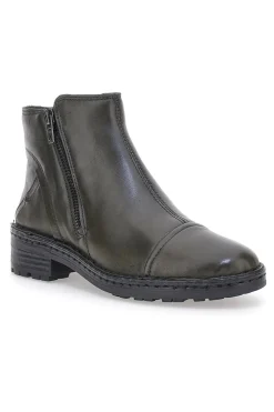Grüne Stiefeletten aus echtem Leder mit seitlichen Reißverschlüssen Plocadi 379018