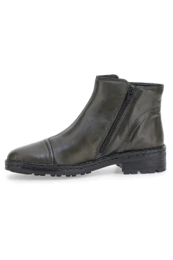 Grüne Stiefeletten aus echtem Leder mit seitlichen Reißverschlüssen Plocadi 379018