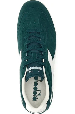 Grüne Wildleder-Sneaker mit seitlichem Diadora Kick-Logo