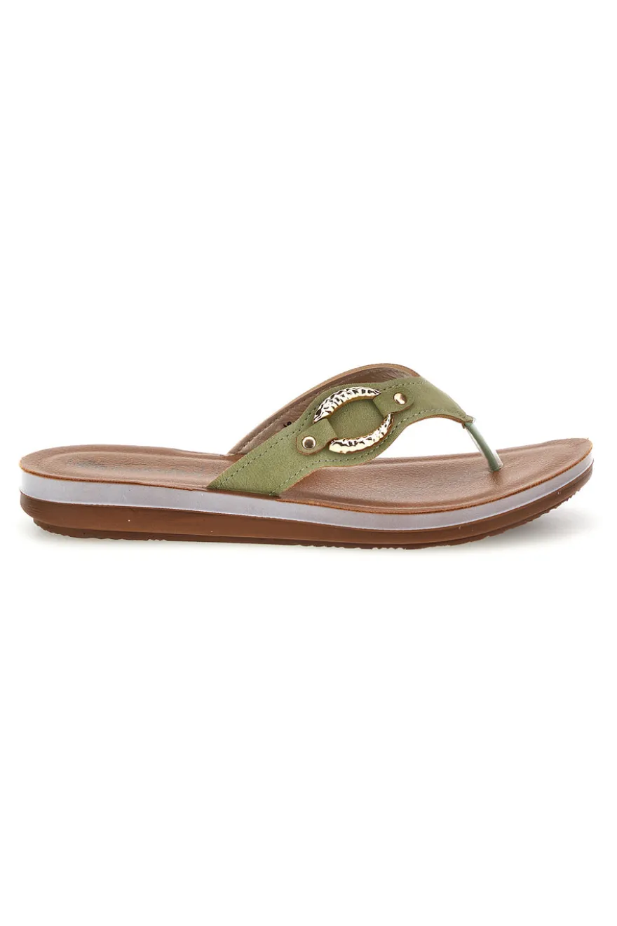 Grüner Flip-Flop mit Schmucksteinbesatz Inblu 19 ZO