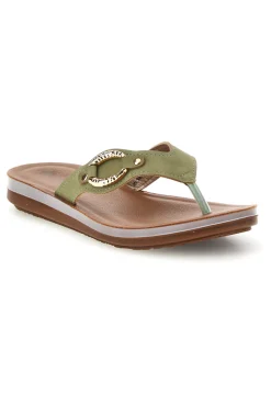 Grüner Flip-Flop mit Schmucksteinbesatz Inblu 19 ZO