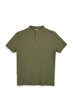 Grünes koreanisches Hals-T-Shirt mit Knöpfen Pittarello Tierra NBY3032