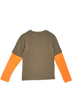Grün-oranges Langarm-Rundhalsshirt PITT KIS 6033