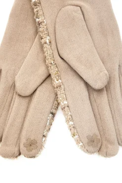Guanti beige in tweed con touch screen Biagiotti LB25W907-20