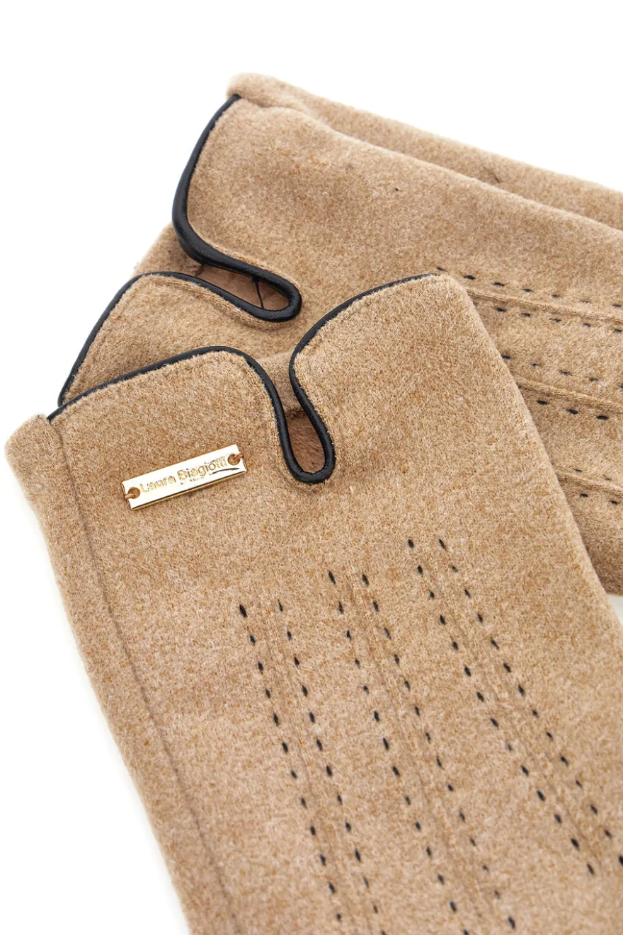 Guanti beige touch screen con interno caldo Biagiotti LB25W908-20