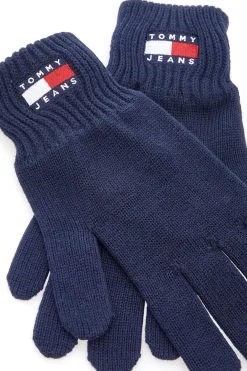 Guanti blu in maglia 100% cotone Tommy Jeans Heritage Gloves