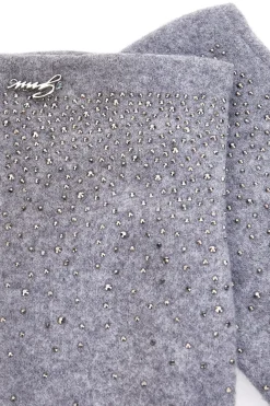 Guanti grigi con strass applicati Gianmarco Venturi CLASS 62682