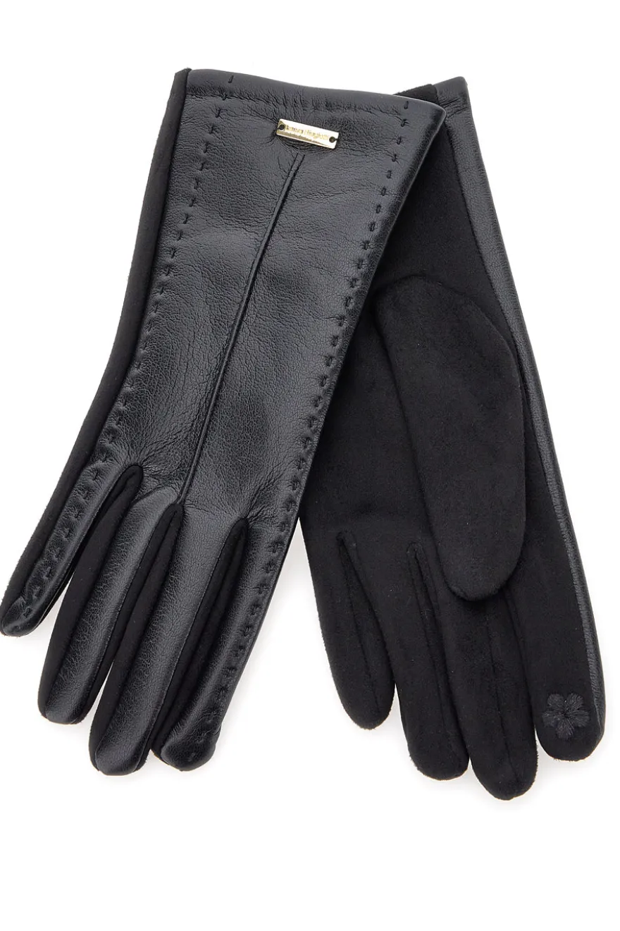 Guanti neri eleganti effetto pelle touch screen Biagiotti LB25W910-20