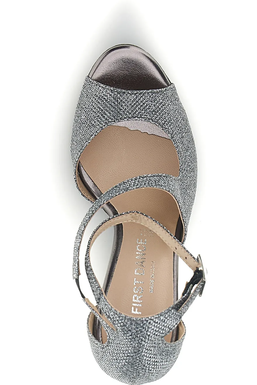 Gunmetal Glitzer Sandalen mit hohem Absatz The First Dance 6514