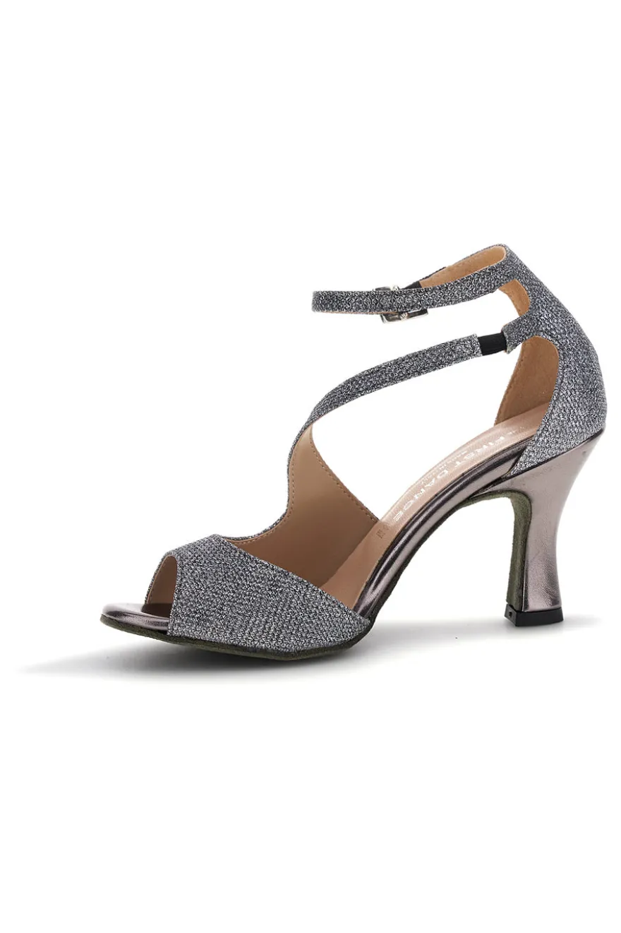 Gunmetal Glitzer Sandalen mit hohem Absatz The First Dance 6514