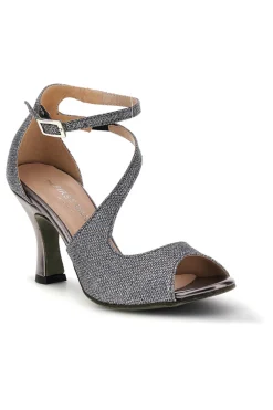 Gunmetal Glitzer Sandalen mit hohem Absatz The First Dance 6514