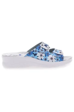 Hausschuhe mit blauen Blumen und doppeltem Anti-Rutsch-Band Best Medical 122F