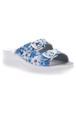 Hausschuhe mit blauen Blumen und doppeltem Anti-Rutsch-Band Best Medical 122F