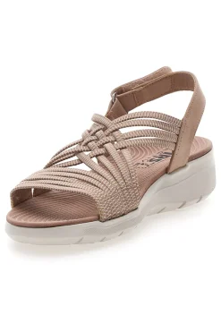 Hautfarbene Sandalen mit elastischem Obermaterial mit geflochtenem Seileffekt THE FIRST ACTIVE 1