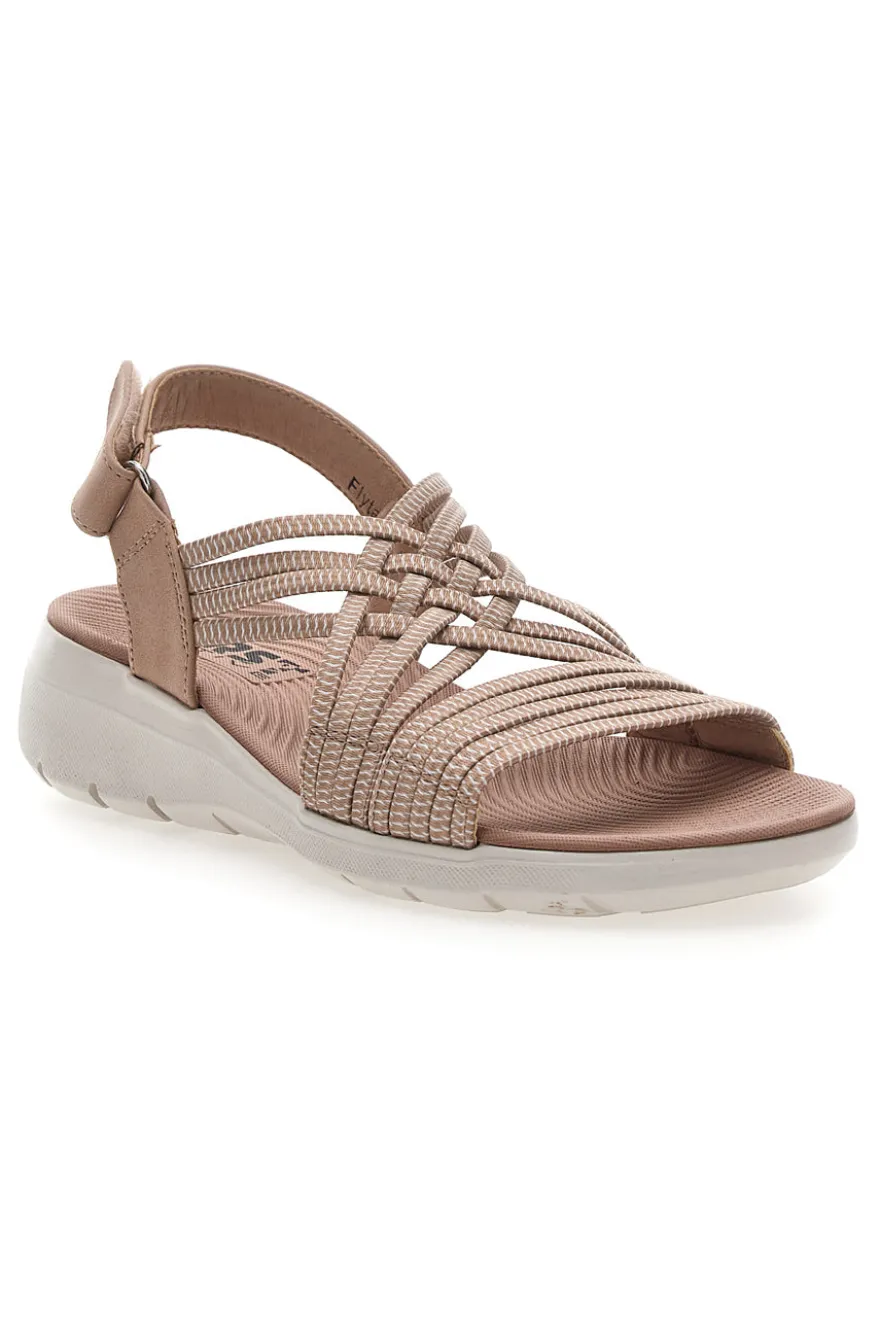Hautfarbene Sandalen mit elastischem Obermaterial mit geflochtenem Seileffekt THE FIRST ACTIVE 1