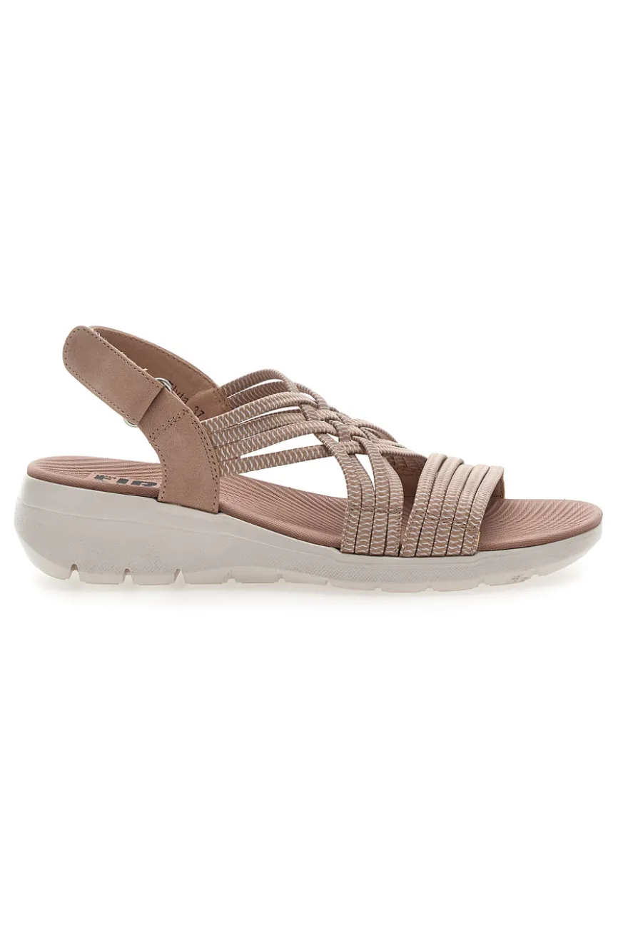 Hautfarbene Sandalen mit elastischem Obermaterial mit geflochtenem Seileffekt THE FIRST ACTIVE 1