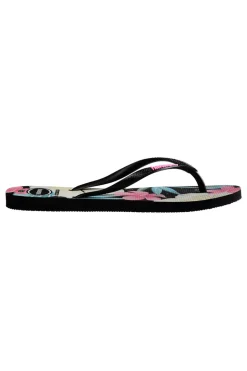 Havaianas Slim Floral Schwarz-Rosa Flip-Flops