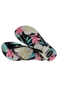 Havaianas Slim Floral Schwarz-Rosa Flip-Flops