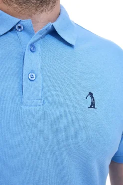 Hellblaues Poloshirt mit halben Ärmeln, 100 % Baumwolle, US GOLF CLUB PO2000